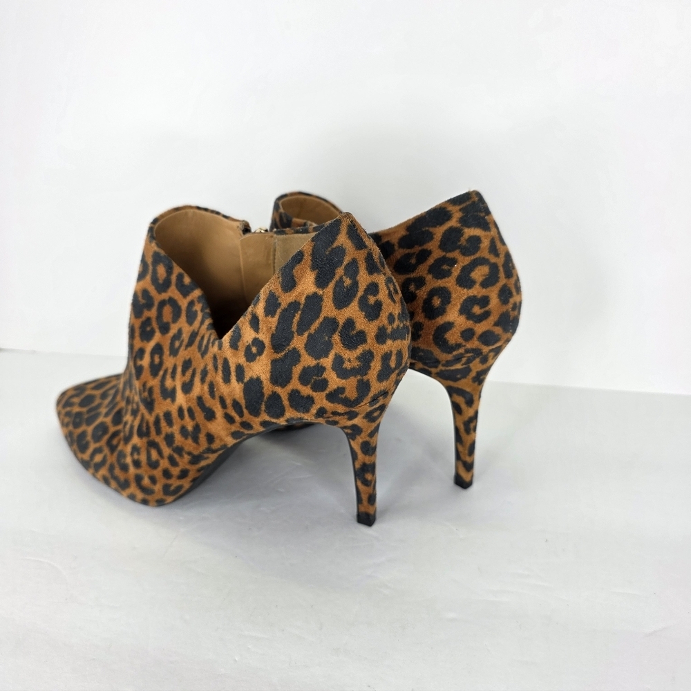 Jessica Simpson 3.5 Stiletto Heels Faux Leopard Print Suede Side Zipper Size 9.5 - Picture 3 of 12